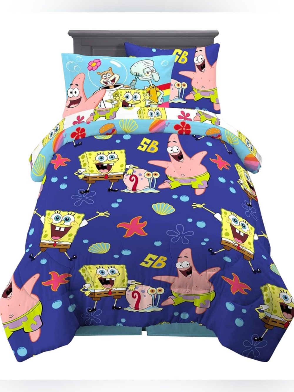 SpongeBob SquarePants Twin 5 Pc Kids Bedding Set Comforter Pillowcase Sheets New